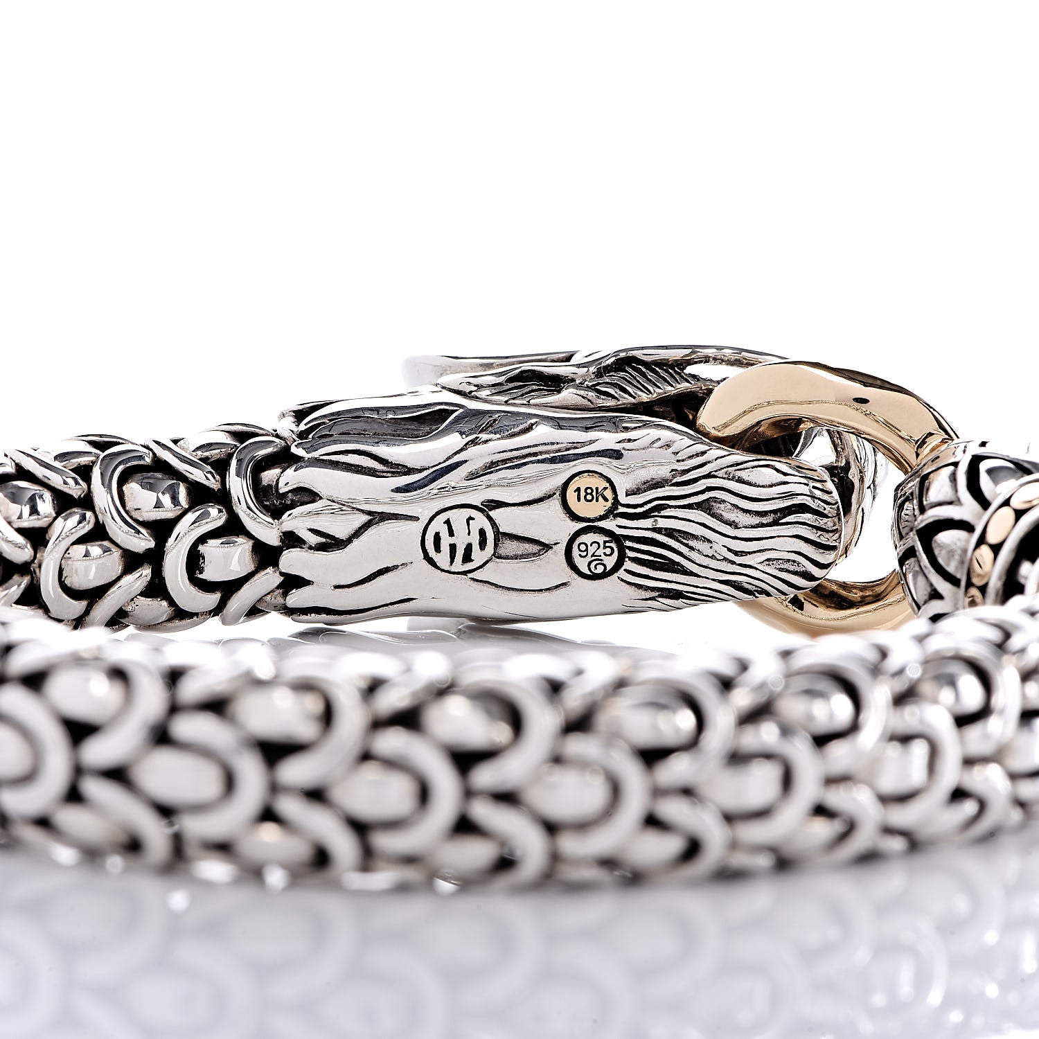 John Hardy Sterling Silver 18K Yellow Gold 10mm Naga Station Bracelet 4 of 4
