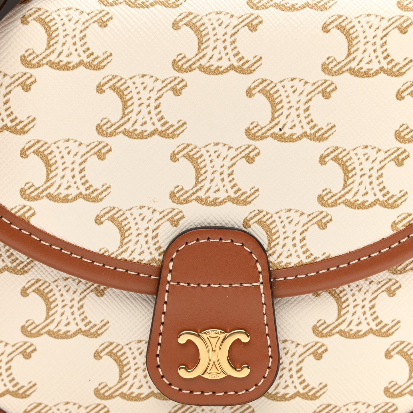 Triomphe Canvas Calfskin Mini Besace Bag White