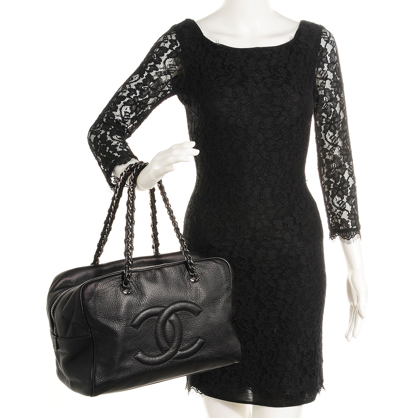 Deerskin Luxe Ligne Large Bowler Black