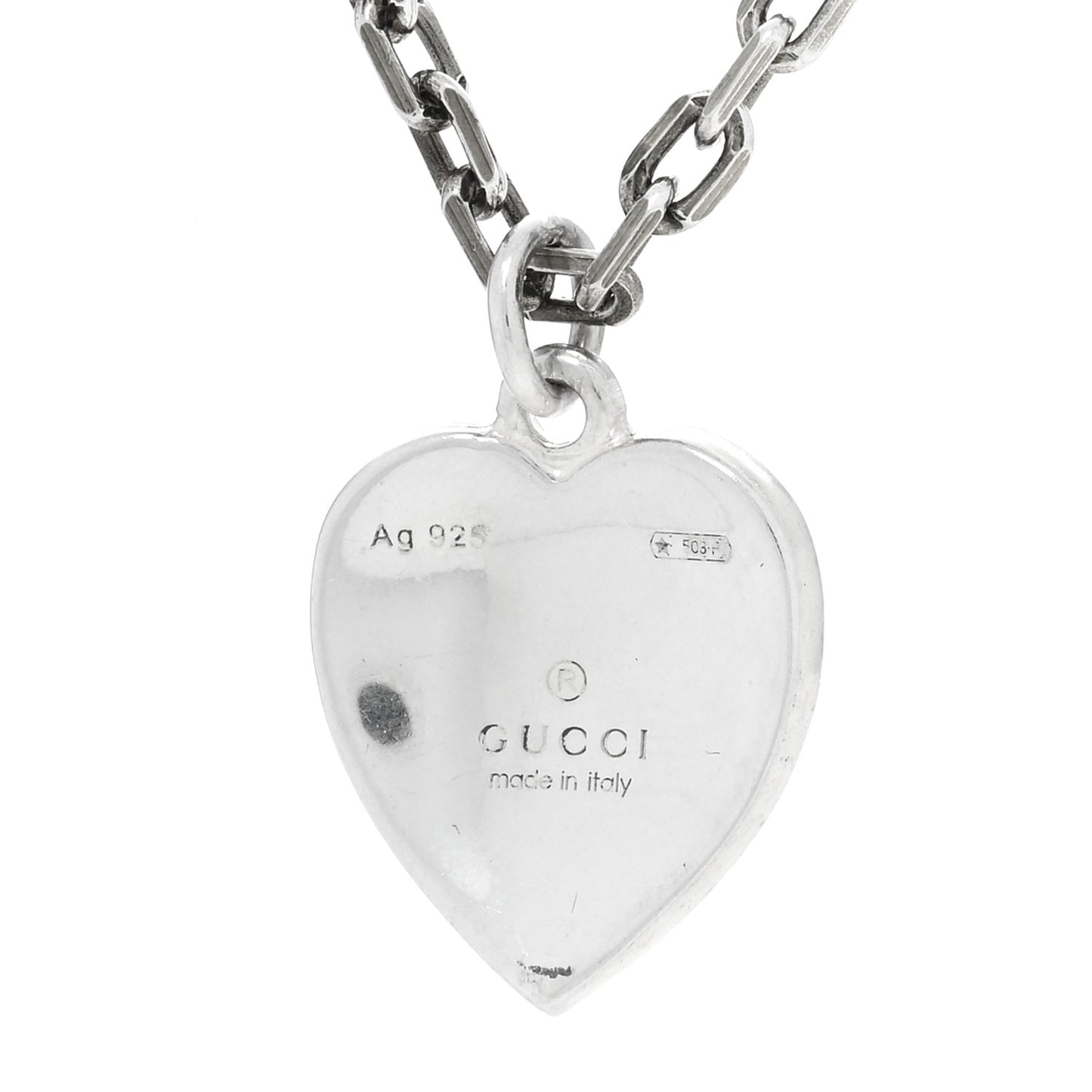 Sterling Silver Enamel Interlocking G Heart Necklace Red