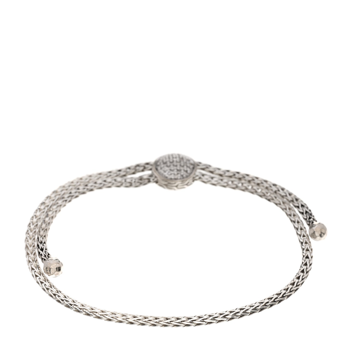 Sterling Silver Diamond Classic Chain Round Pull Through Bracelet