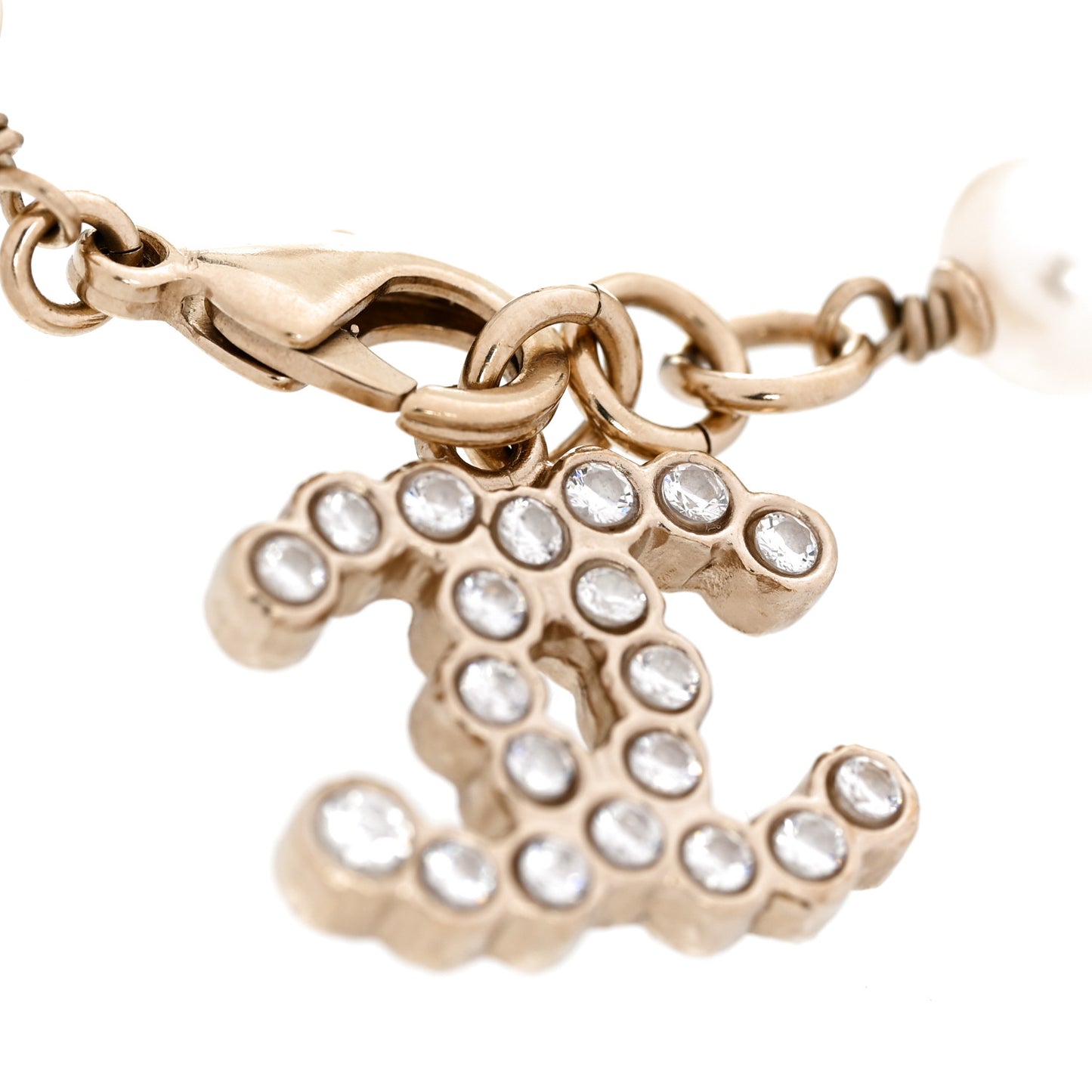 Pearl Crystal CC Bracelet Gold