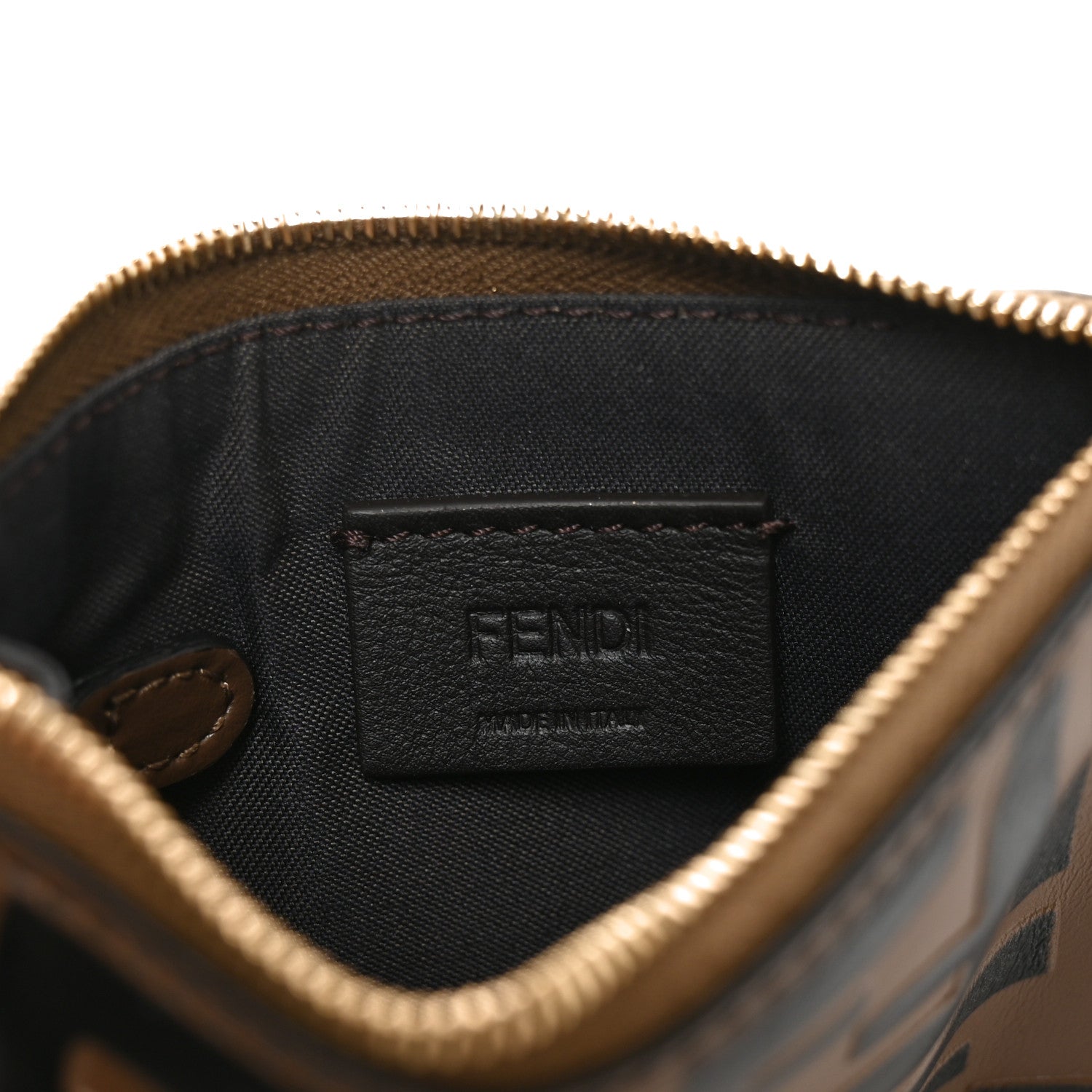 Fendi Vitello Soft F is Fendi Bi-Color FF 1974 Embossed Key Case Pouch Maya Black 6 of 8