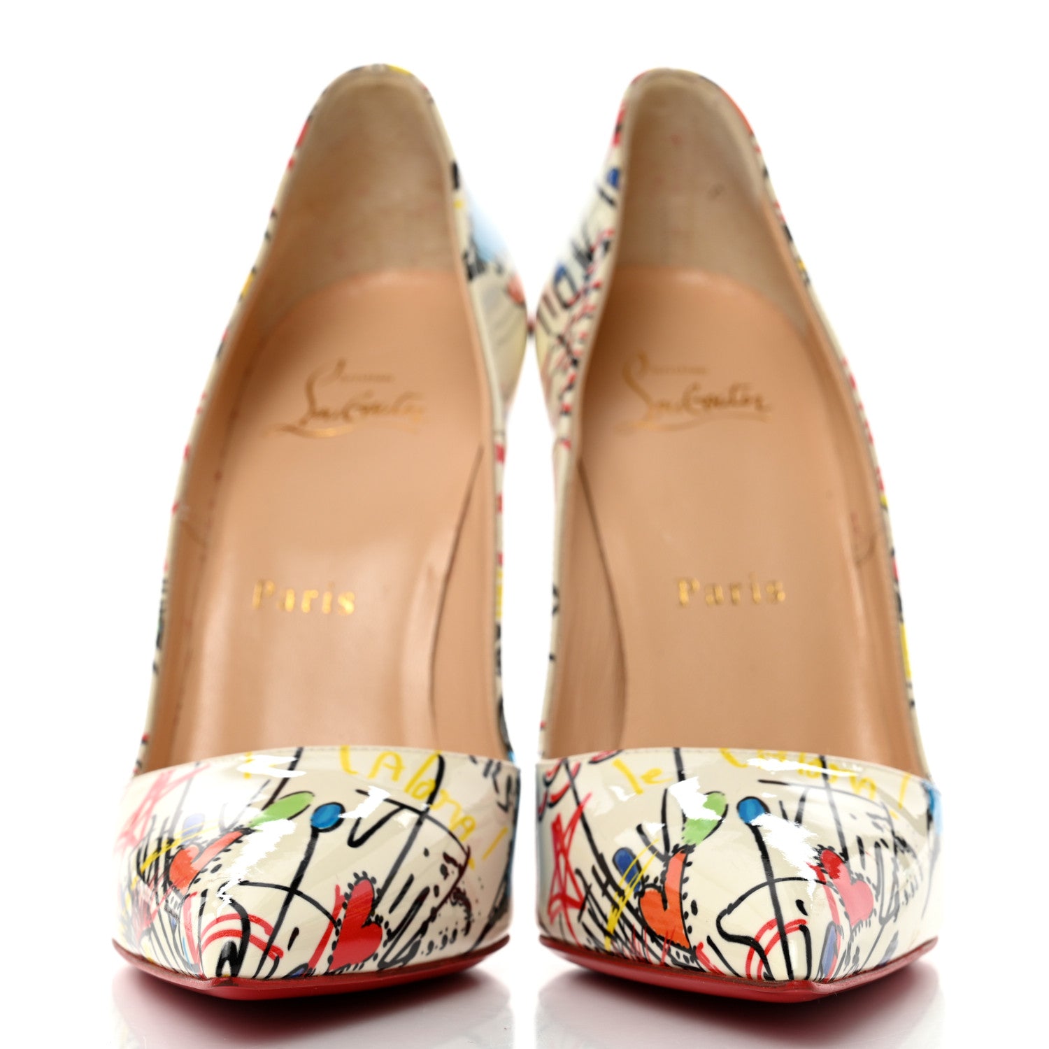 Christian Louboutin Patent Loubitag So Kate 120 Pumps 36.5 White Multi 2 of 7