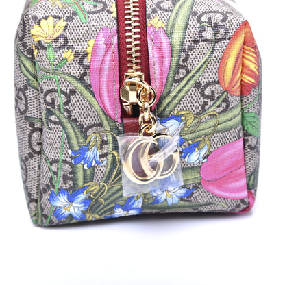 Gucci Soft GG Supreme Monogram Flora Calfskin Medium Ophidia Cosmetic Case Beige Ebony Multicolor Rosso 13 of 14