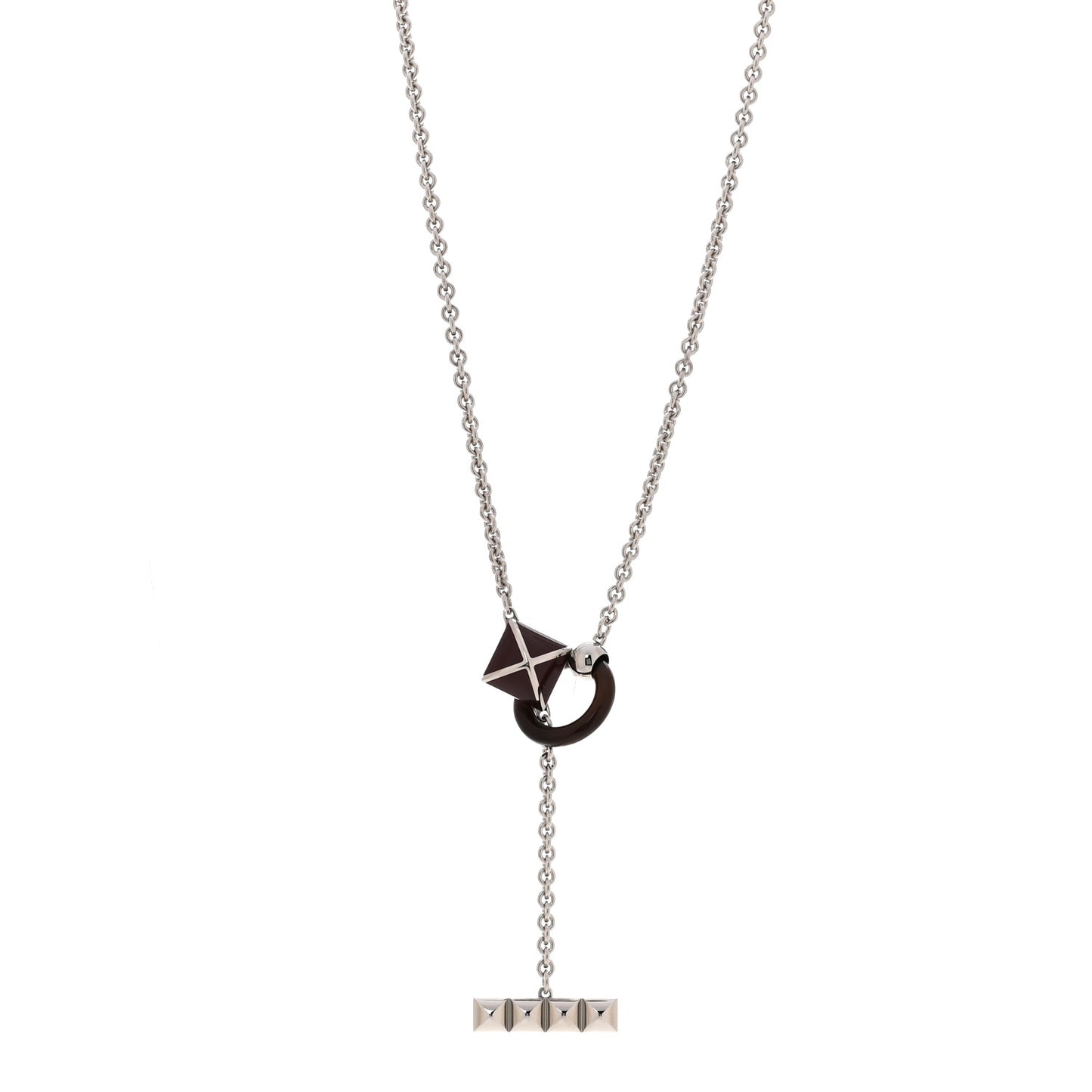 Palladium Buffalo Horn Medor XO Necklace  Black