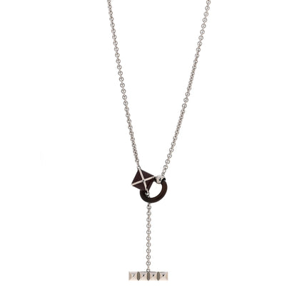 Hermes Palladium Buffalo Horn Medor XO Necklace  Black 1 of 7