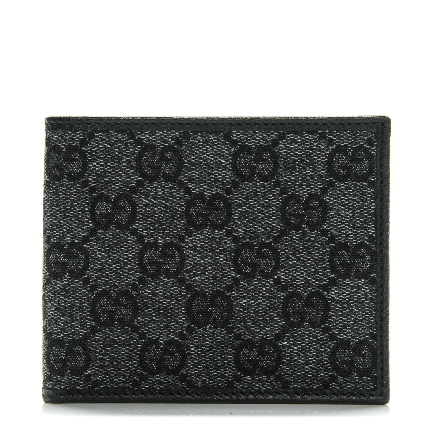 Gucci Denim Monogram Bi-Fold Wallet Black 1 of 8
