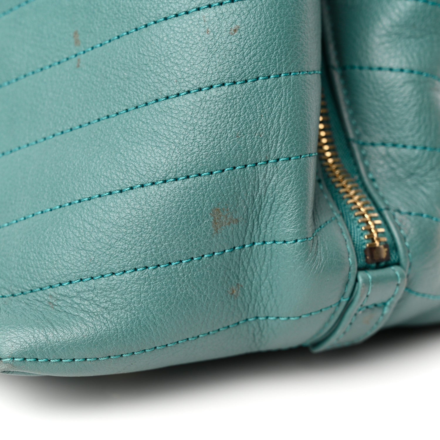 Chanel Calfskin Stitched Large Chevron Chic Shopping Bag Blue 15 of 19