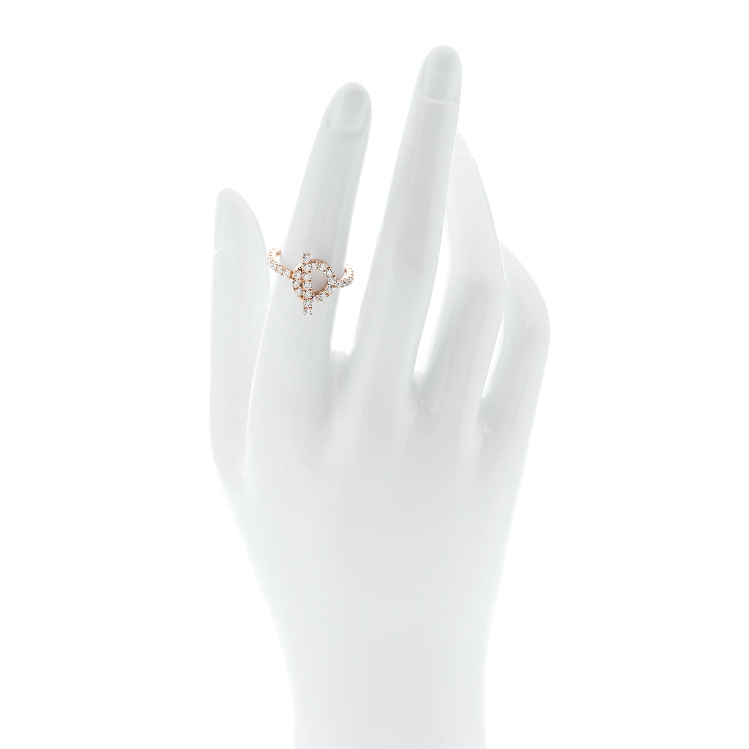 Hermes 18K Rose Gold Diamond Finesse Ring 52 6 2 of 7