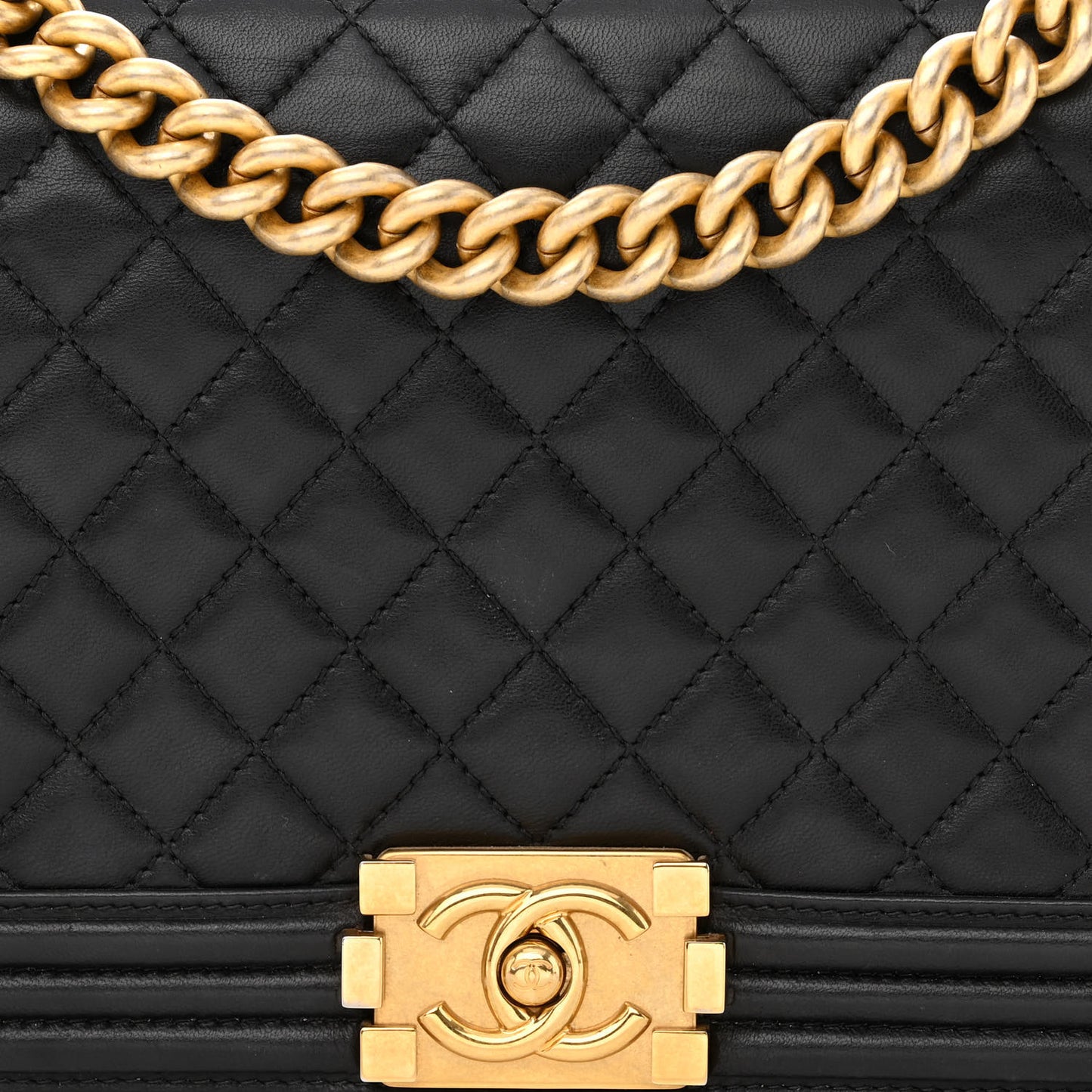 Lambskin Quilted New Medium Boy Flap Black