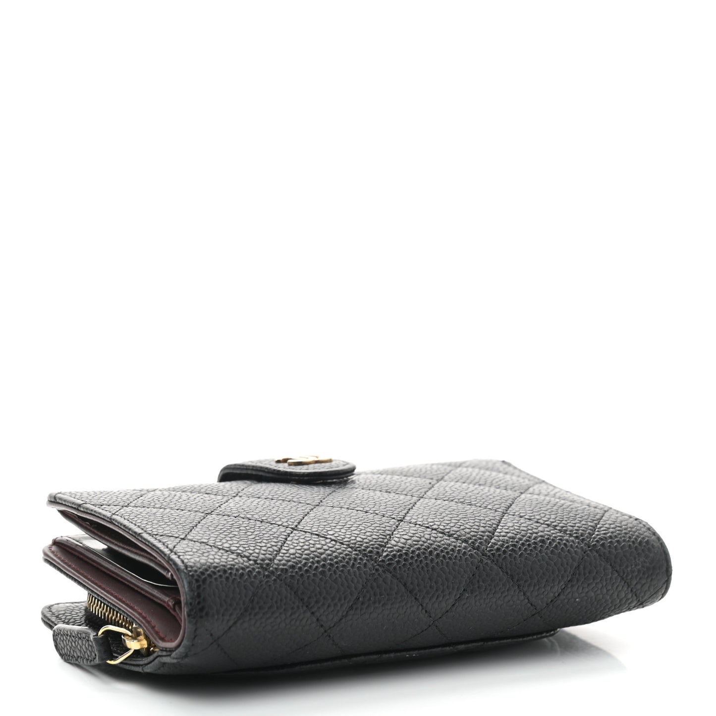 Caviar Quilted Zipped Pocket Wallet Black