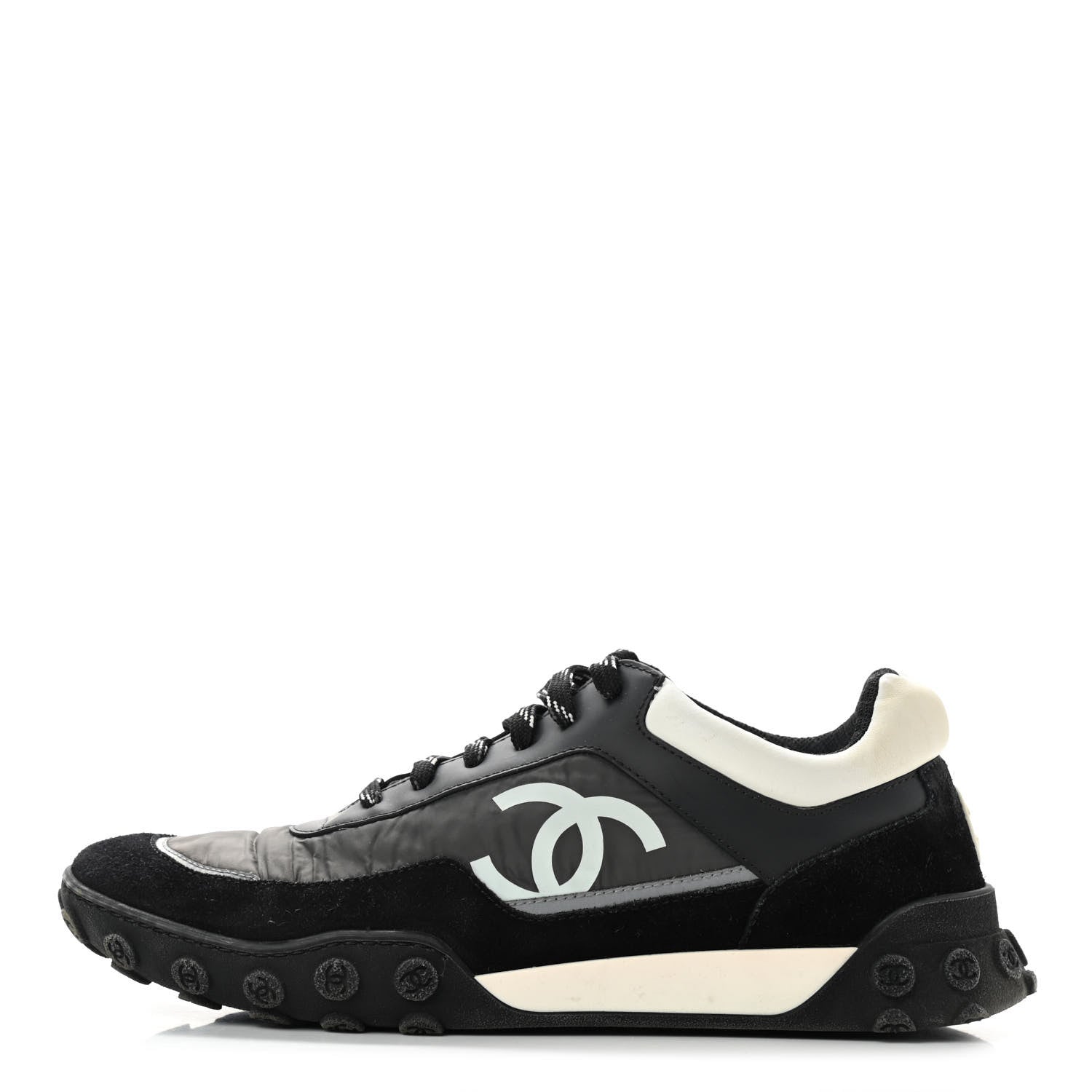 Chanel Calfskin Mesh Lycra Sneakers 40.5 Black 1 of 11