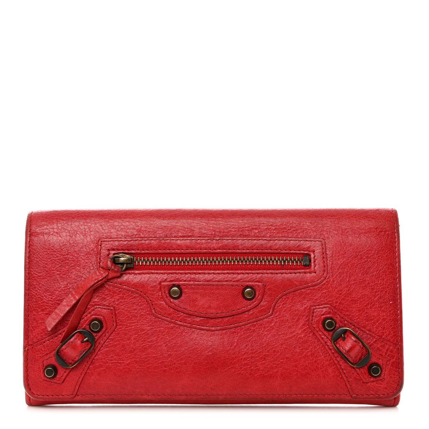 Agneau Classic Hardware Continental Zip Around Wallet Rouge Coquelicot