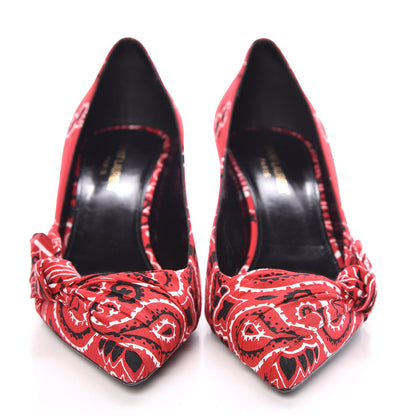 Saint Laurent Bandana Charlotte Kitten Heel Pumps 41 Red 2 of 7