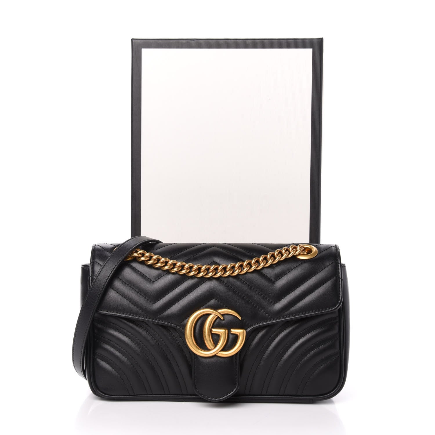 Gucci Calfskin Matelasse Small GG Marmont Shoulder Bag Black 13 of 13