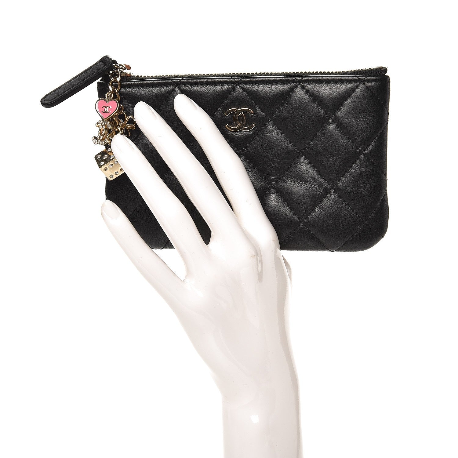 Chanel Lambskin Quilted Small Casino Cosmetic Case Black 2 of 8