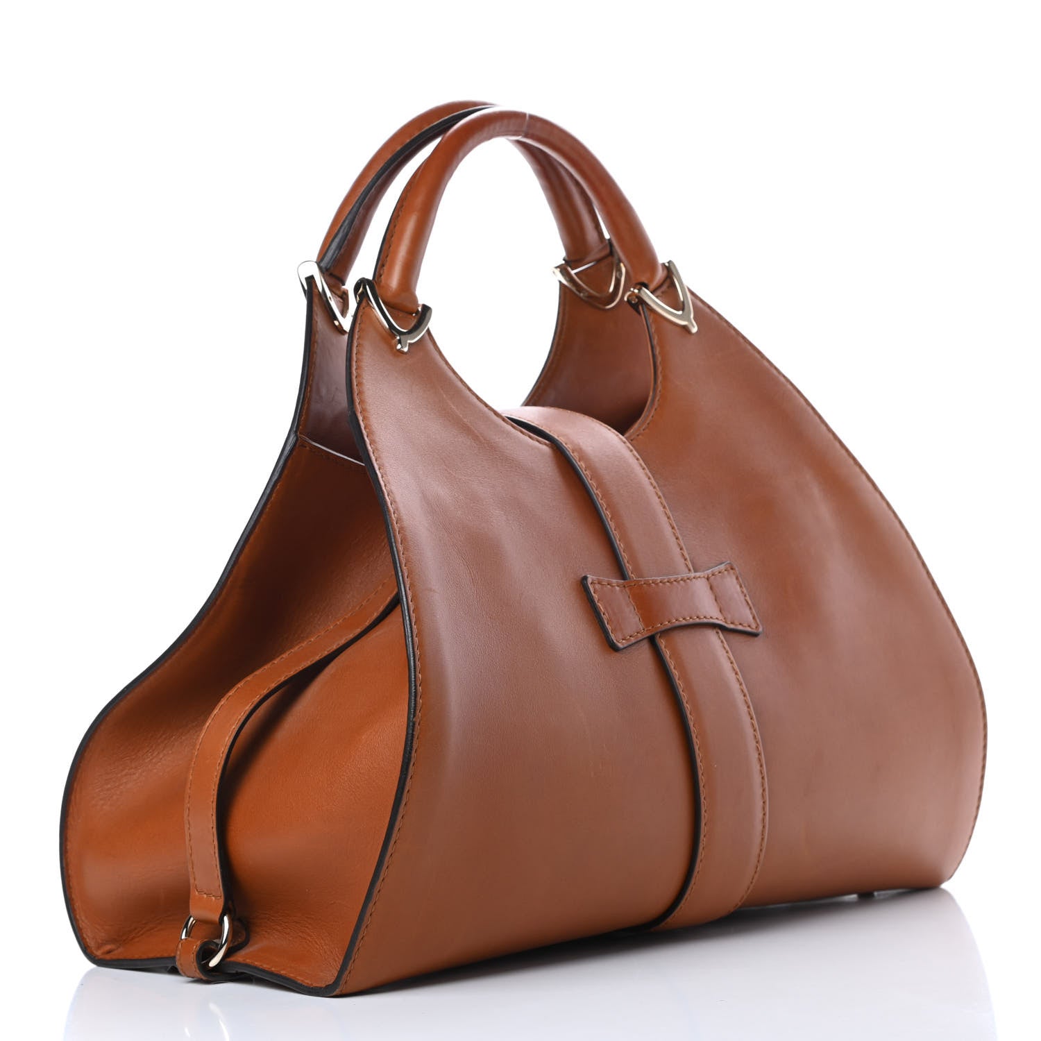 Gucci Calfskin Medium Stirrup Top Handle Bag Brown 3 of 17