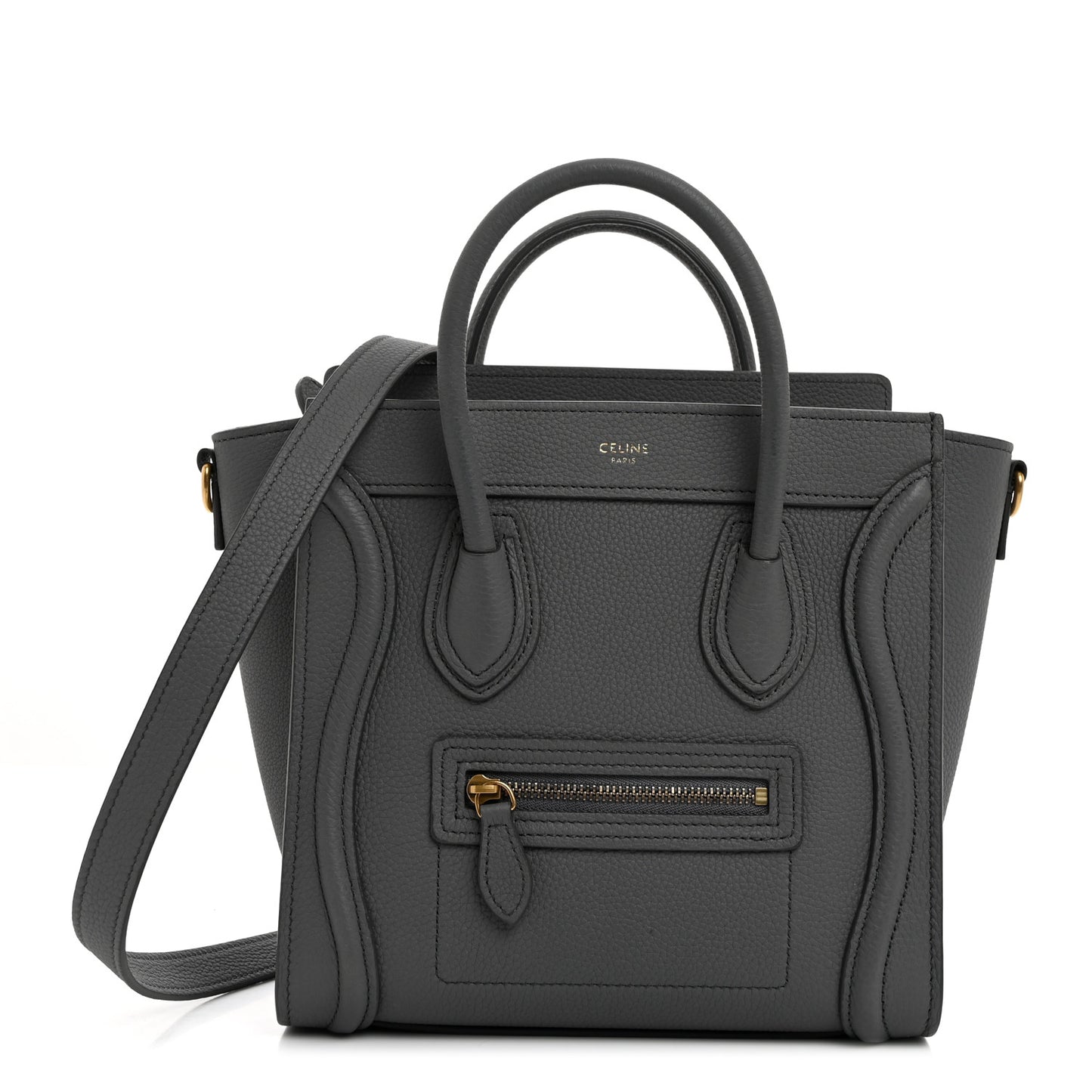 Drummed Calfskin Nano Luggage Kohl