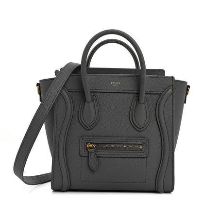 Celine Drummed Calfskin Nano Luggage Kohl 1 of 11