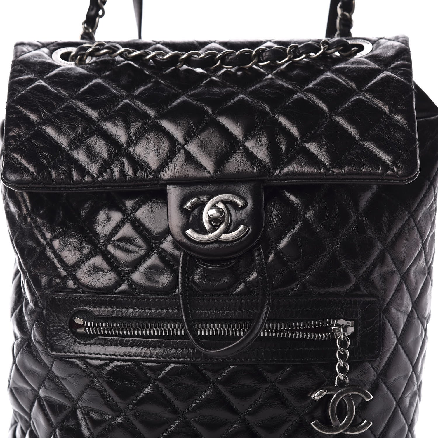 Chanel Glazed Calfskin Quilted Large Salzburg Backpack Black 9 of 9