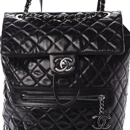Chanel Glazed Calfskin Quilted Large Salzburg Backpack Black 9 of 9