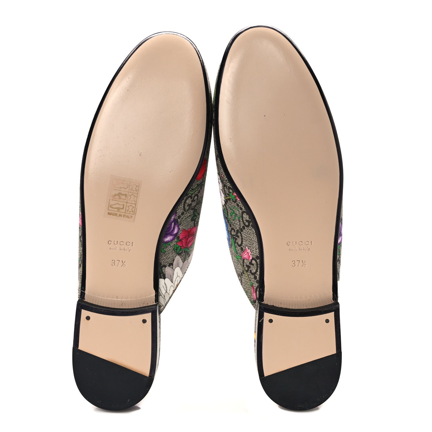 Gucci GG Supreme Monogram Flora Womens Princetown Slippers 37.5 Beige Ebony Multicolor Rosso 4 of 8
