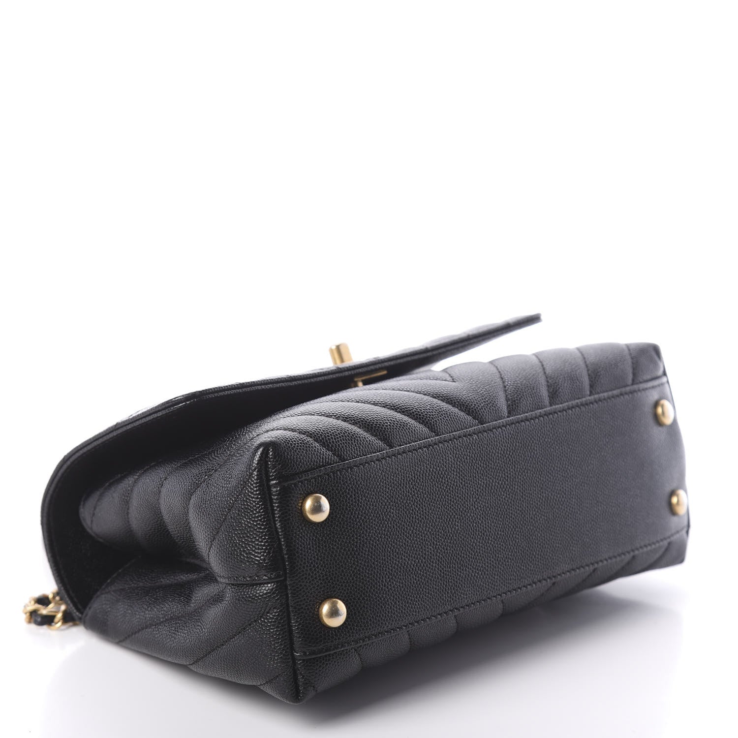 Chanel Caviar Chevron Quilted Mini Coco Handle Flap Black 5 of 11