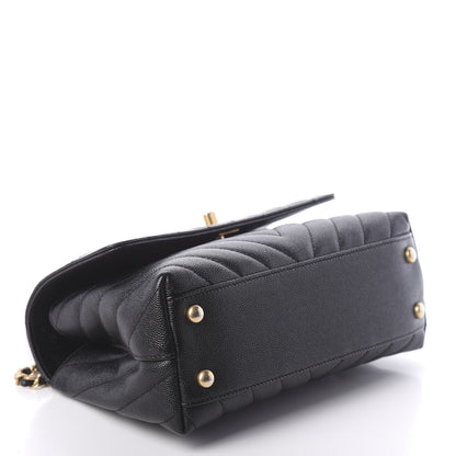 Chanel Caviar Chevron Quilted Mini Coco Handle Flap Black 5 of 11