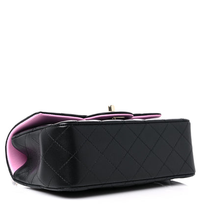 Chanel Lambskin Quilted Bi-Color Mini Top Handle Rectangular Flap Black Lilac 4 of 10