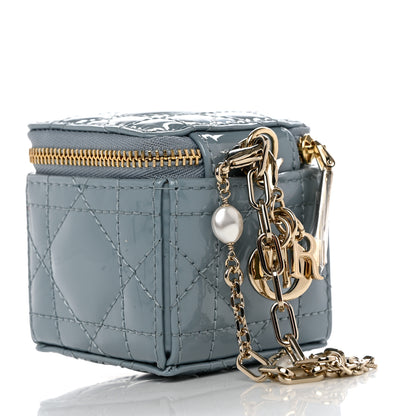 Christian Dior Patent Cannage Cube Wristlet Blue 3 of 10