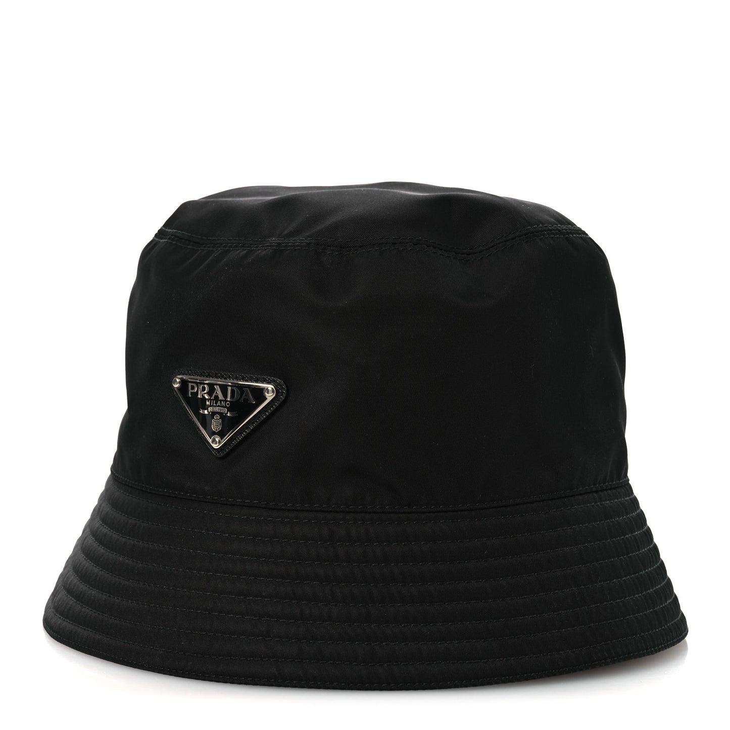 Re-Nylon Metal Triangle Logo Womens Bucket Hat M Black