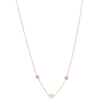 Cartier 18K Pink Gold Diamond Pink Sapphire Cartier D'Amour Station Necklace 1 of 6