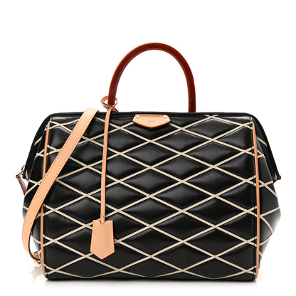 Louis Vuitton Lambskin Malletage Doc PM Black Natural 1 of 16