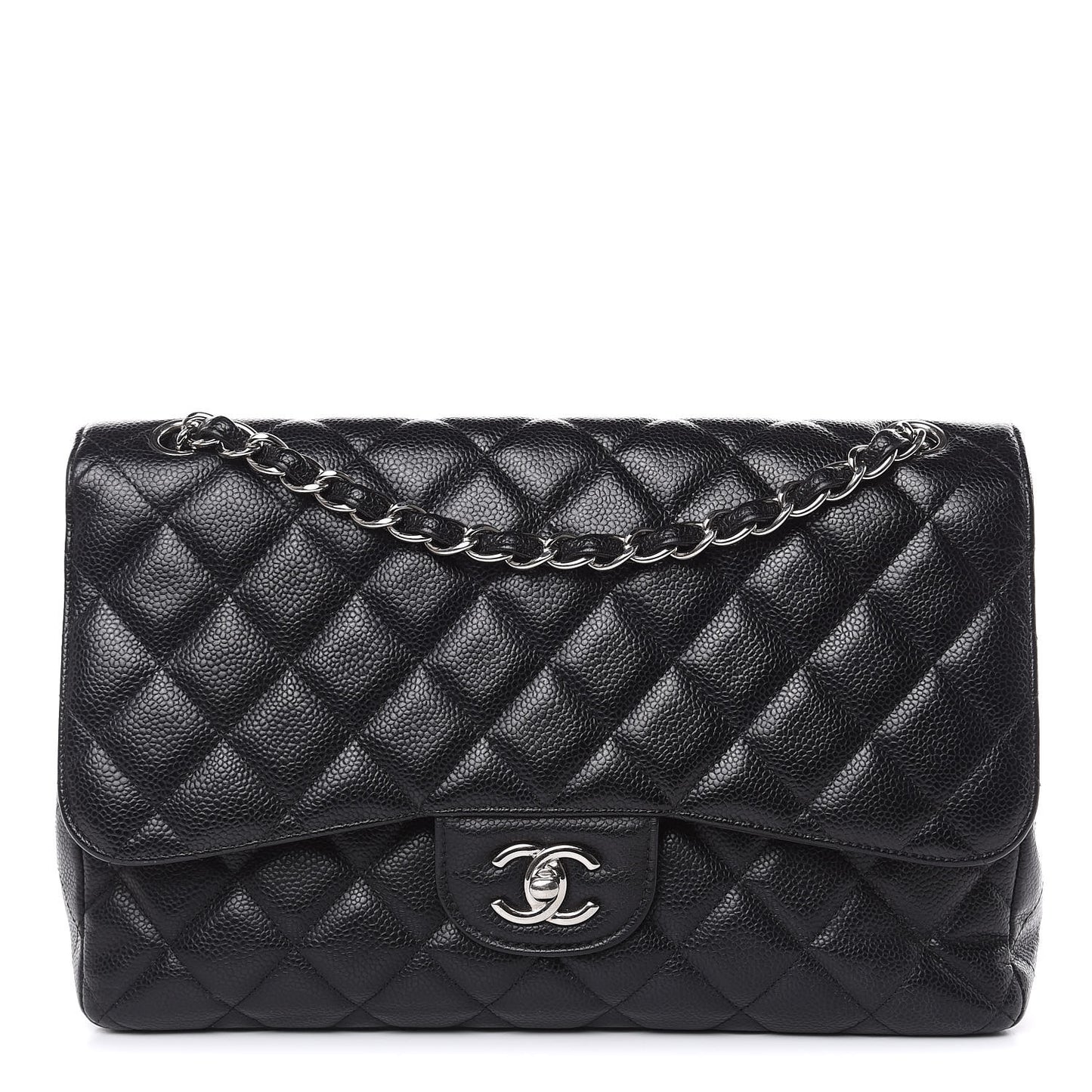 Caviar Quilted Jumbo Double Flap Black