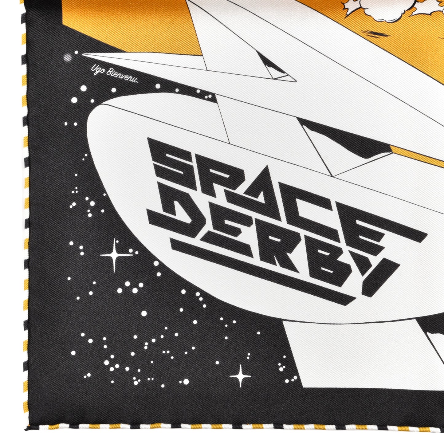 Silk Space Derby Scarf 90 Black White Gold