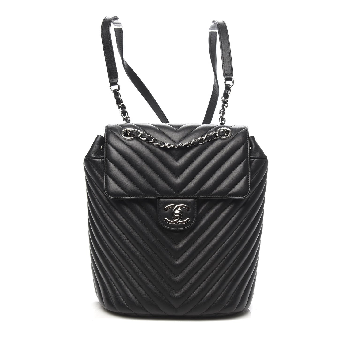 Lambskin Chevron Quilted Small Urban Spirit Backpack Black