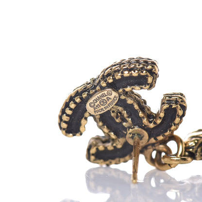 Chanel Gripoix Pearl Resin CC Dangle Earrings Gold Black 4 of 5