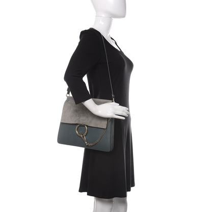 Chloe Suede Calfskin Medium Faye Shoulder Bag Cloudy Blue 2 of 16