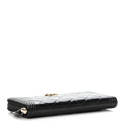 Chanel Glazed Calfskin Boy Zip Around Wallet Black 3 of 4