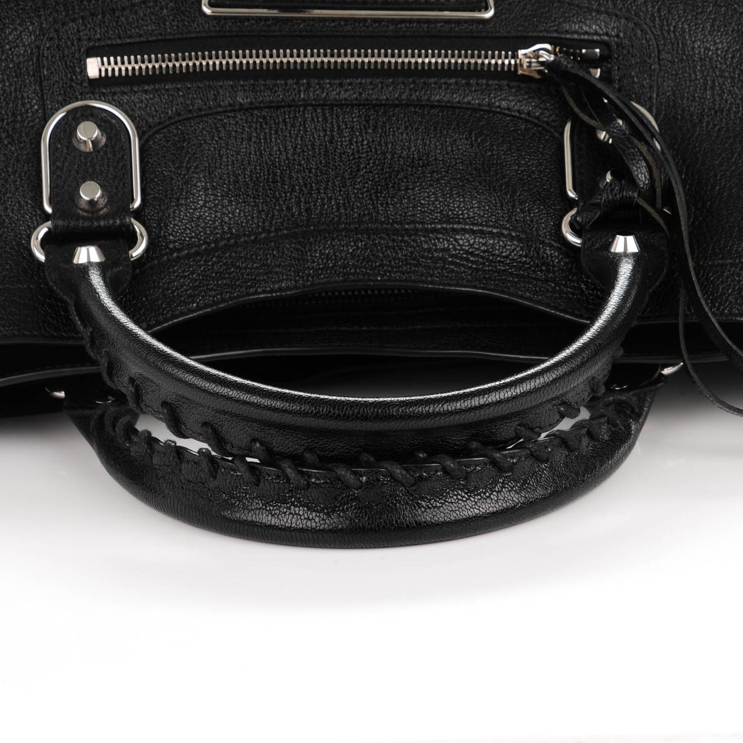 Chevre Silver Metallic Edge Hardware City Black