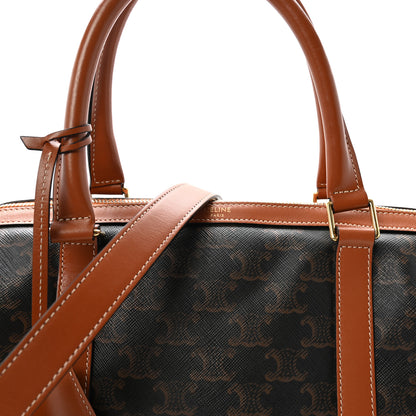 Celine Triomphe Canvas Calfskin Boston Bag Tan 8 of 10