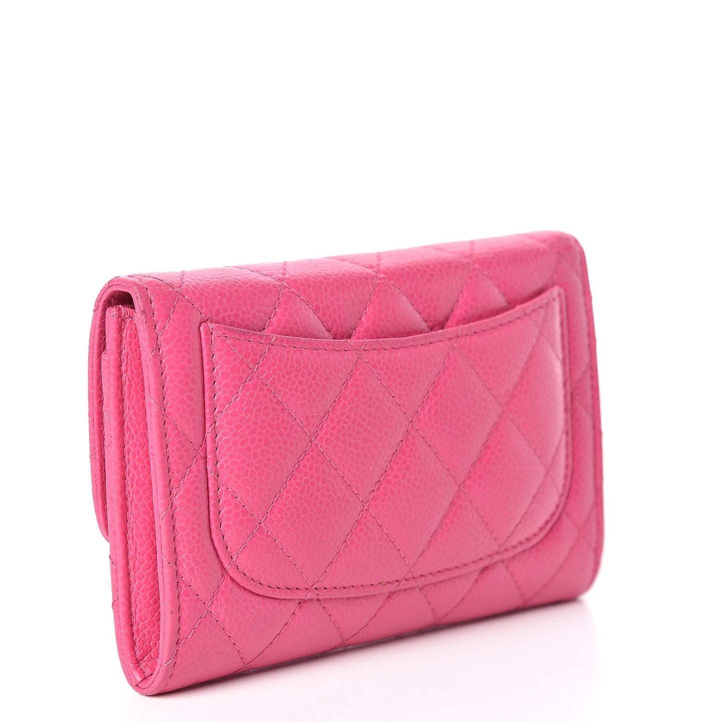 Caviar Quilted Small Flap Wallet Pink