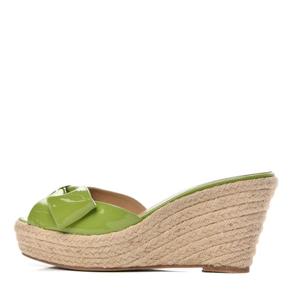 Valentino Garavani Patent Mena Bow Espadrille Wedges 40.5 Pop Apple 1 of 7