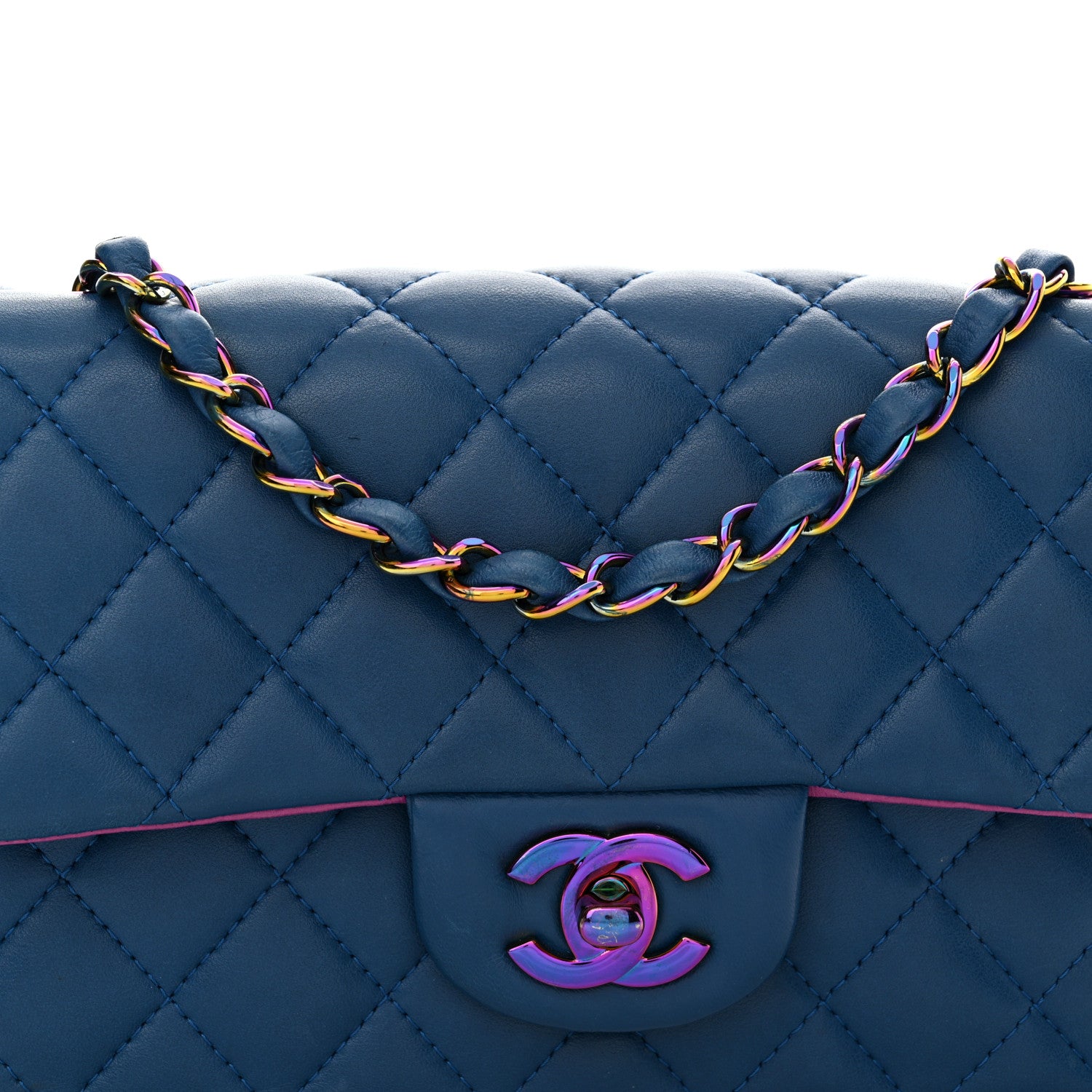 Chanel Lambskin Quilted Mini Rectangular Flap Blue Purple 8 of 10