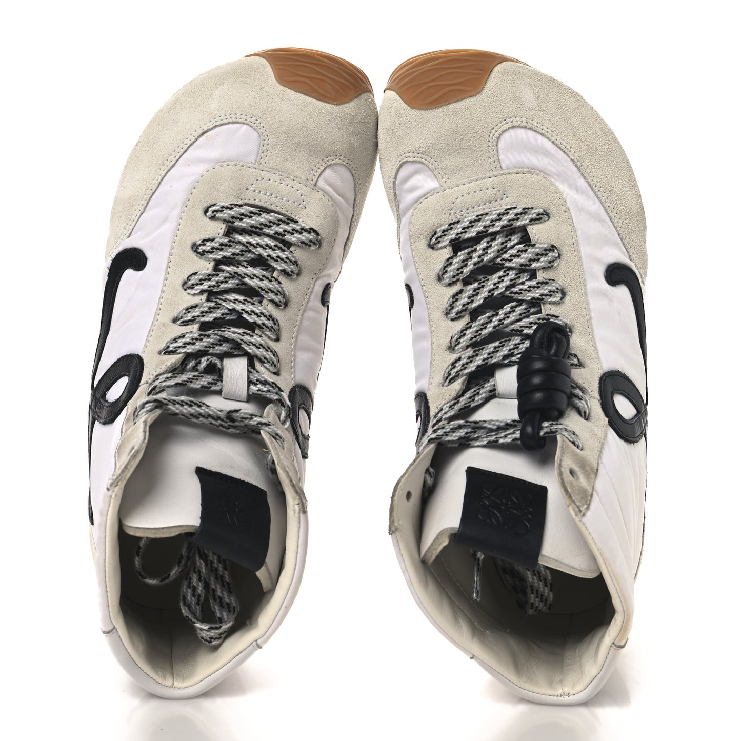 Nylon Suede Flow Runner High Top Sneakers 38 White Black