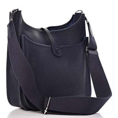 Hermes Taurillon Clemence Evelyne III PM Bleu Nuit 3 of 12