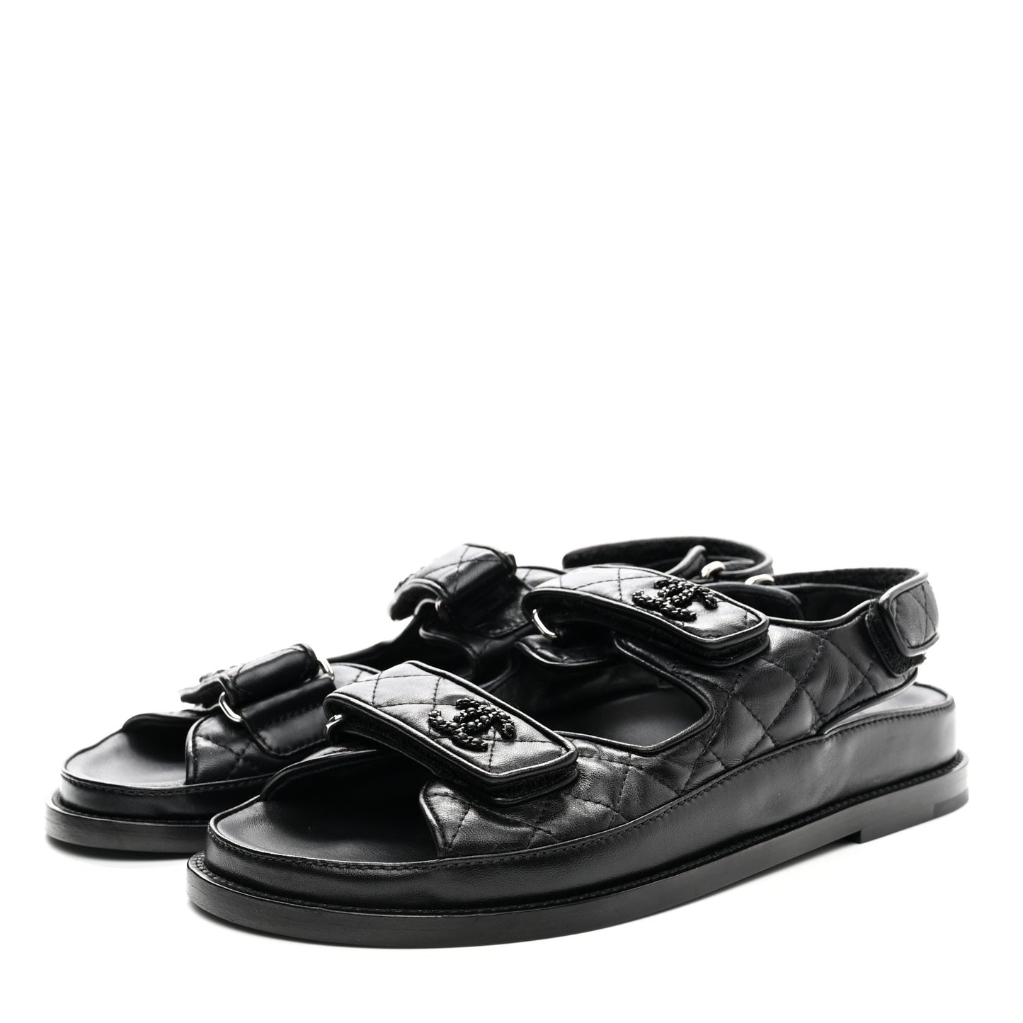 Lambskin Velcro Dad Sandals 38 Black