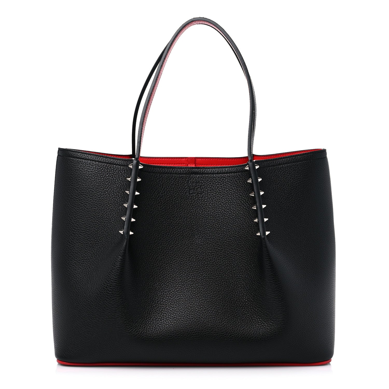 Christian Louboutin Calfskin Spiked Small Cabarock Shopper Tote Black 1 of 12