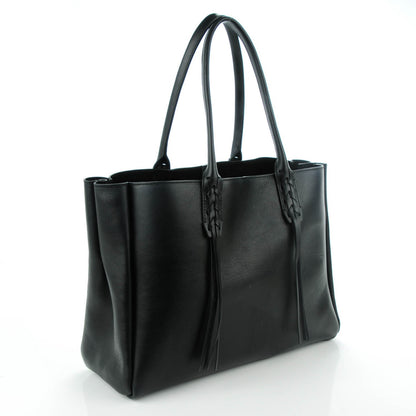 Celine LANVIN Smooth Calfskin Small Fringe Shopper Tote Black 3 of 7